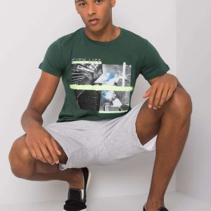 Khaki t-shirt for men with print Deacon