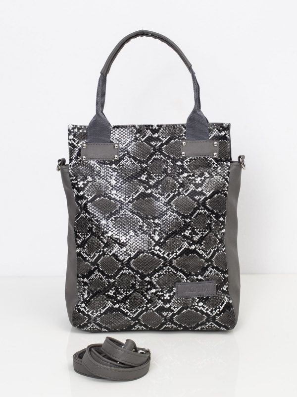 Grey and black bag with animal motif