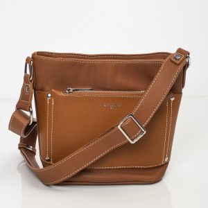 Brown leatherette handbag