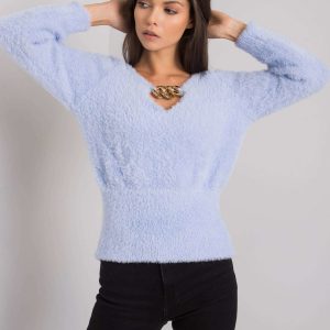 Light blue jumper with cutouts Leandre RUE PARIS