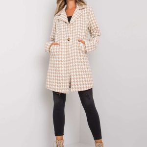 White-beige houndstooth coat Amirah RUE PARIS