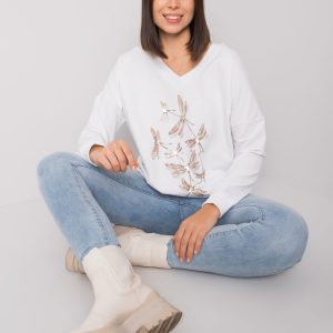 White plus size sweatshirt with Michella rhinestones