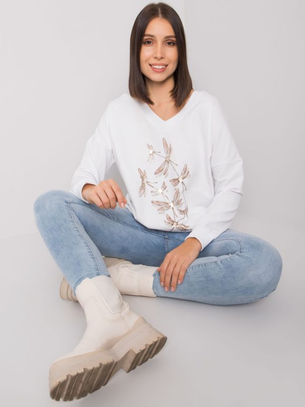 White plus size sweatshirt with Michella rhinestones