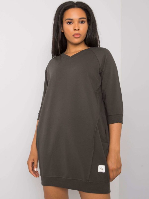 Dark Khaki Cotton Plus Size Karissa Dress