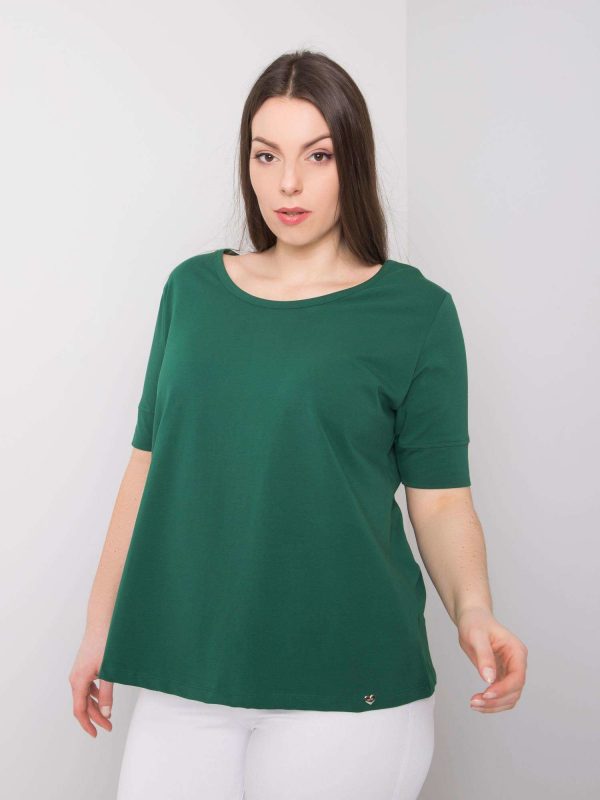 Dark Green Plus Size Cotton T-Shirt