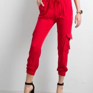 Red trousers with pockets and binding