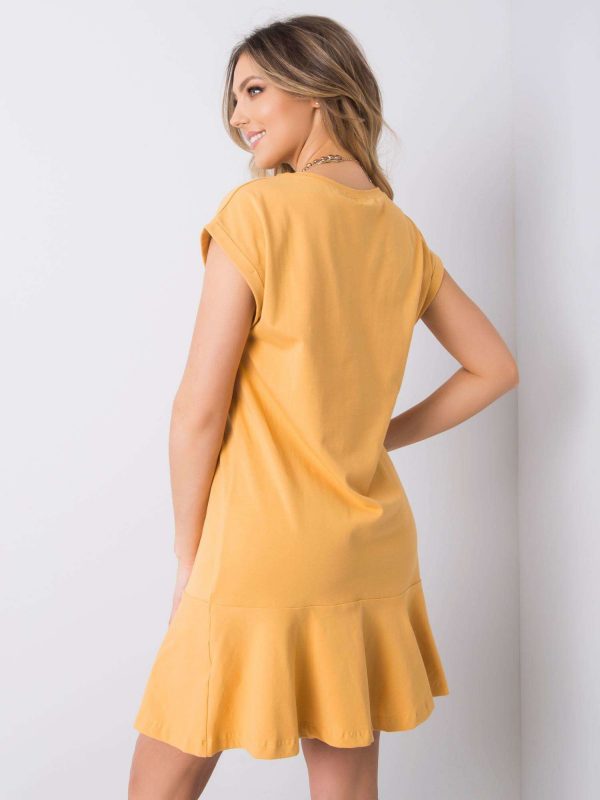 River Ruffle Mustard Dress