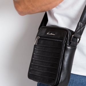 Black Men's Messenger Messenger with Decorative Flip