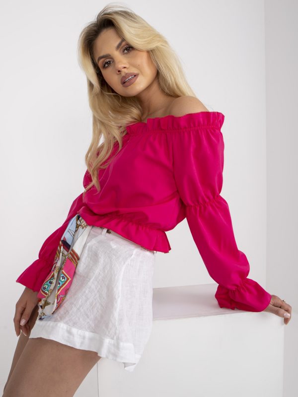 Pink Spanish blouse with ruffle RUE PARIS