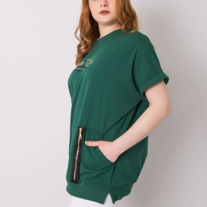 Dark green plus size blouse with Jessamy pockets