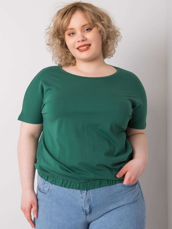 Dark green plus size blouse with Addyson ribbed