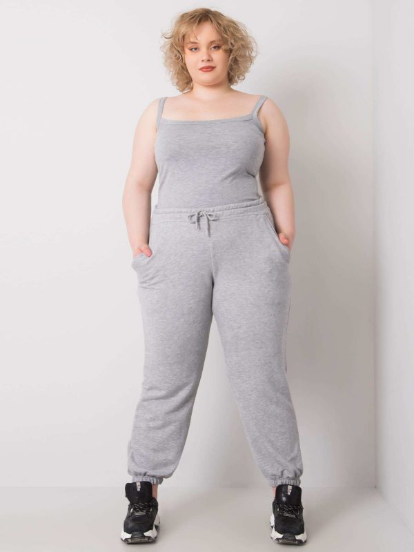 Grey melange plus size sweatpants in Ainhoa Cotton