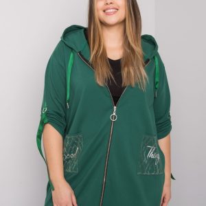 Dark Green Zurich Plus Size Zipper Sweatshirt