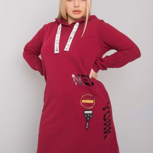 Burgundy tunic plus size with hood Ashford