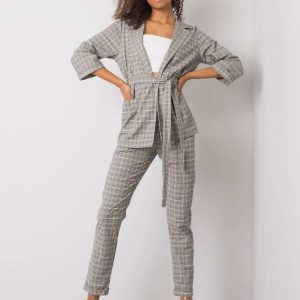 Grey-beige checkered set Myra