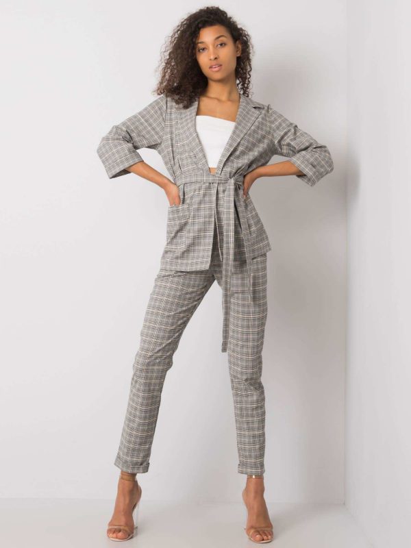 Grey-beige checkered set Myra