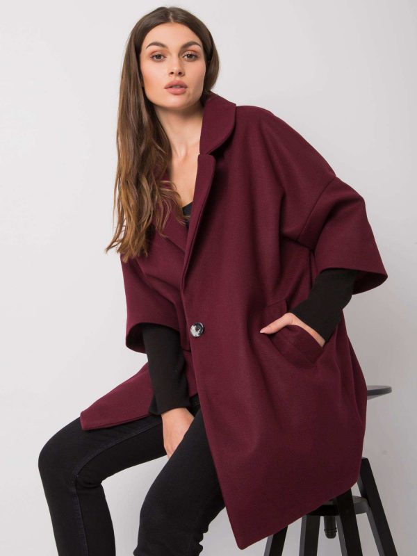 Burgundy loose coat Aliz RUE PARIS