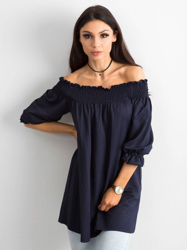 Tunic with Spanish neckline navy blue