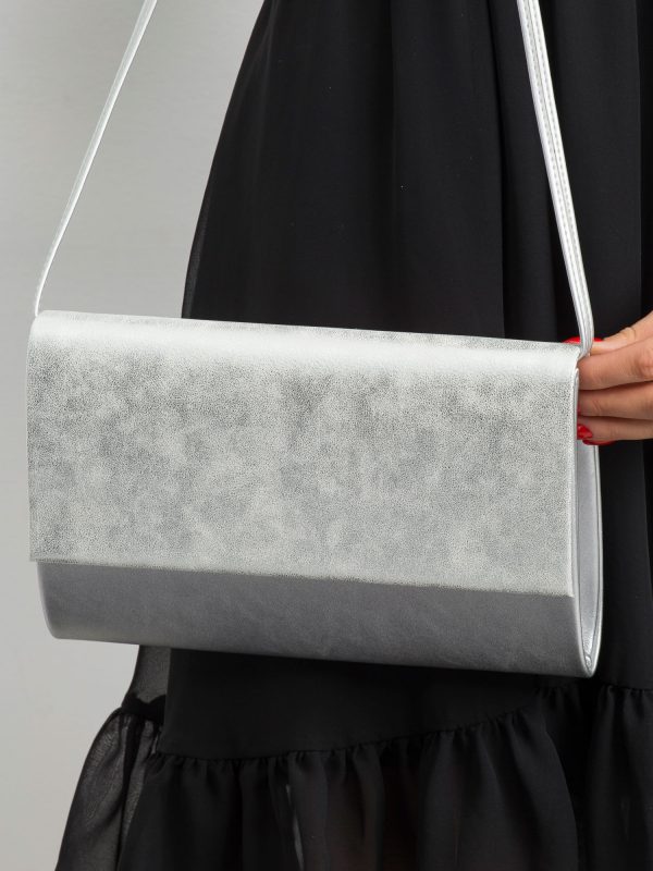 Silver eco-leather clutch bag