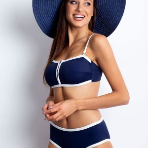 Navy Blue and White Neoclassical Swimsuit