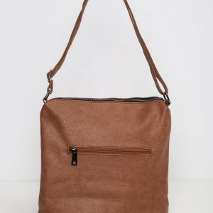 Brown women's handbag with zipper