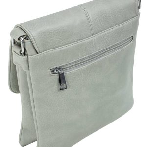 Grey eco-leather bag with flip