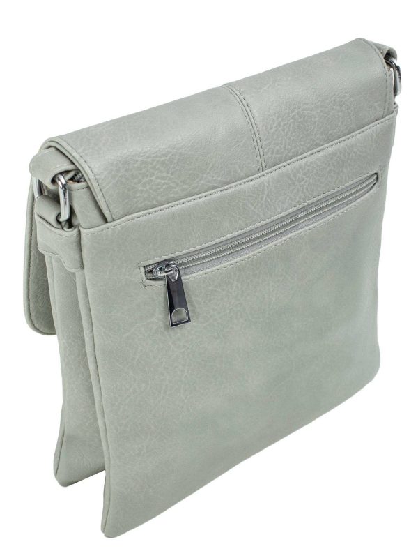 Grey eco-leather bag with flip