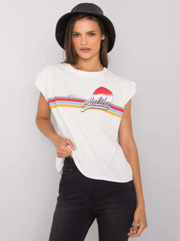 Ecru t-shirt with print Malibu