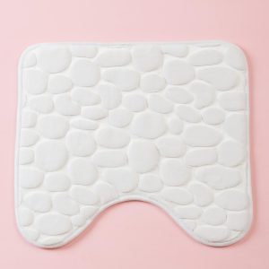 White Bathroom Mat with Convex Pattern