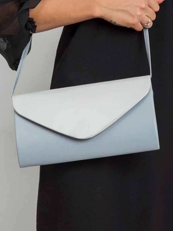 Light gray clutch bag with lacquered flip