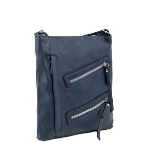 Navy blue eco-leather bag with pockets