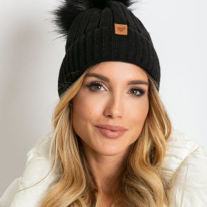 Black Winter Hat with Tassel