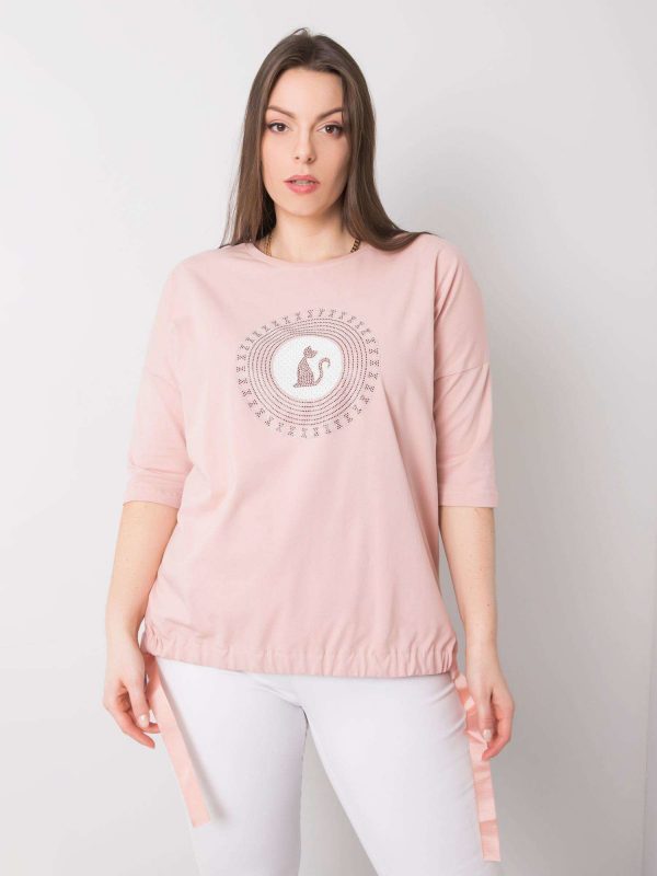 Dirty pink plus size blouse with Kitty applique