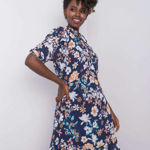 Navy blue flower dress Verity