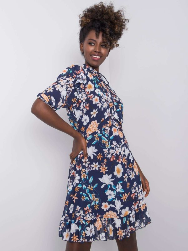 Navy blue flower dress Verity