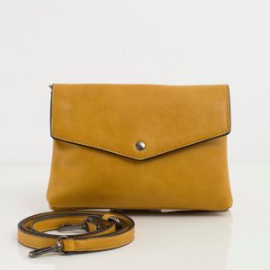 Mustard eco-leather handbag with flap