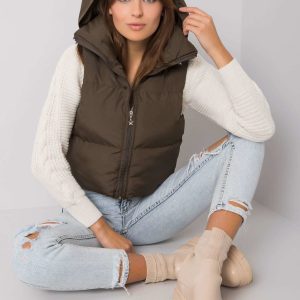 Khaki Quilted Vest Gizelle