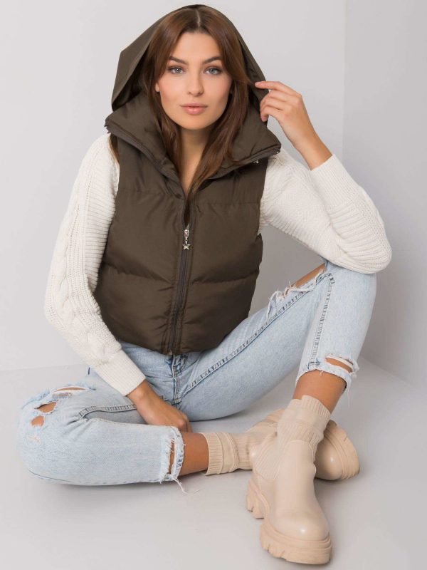 Khaki Quilted Vest Gizelle