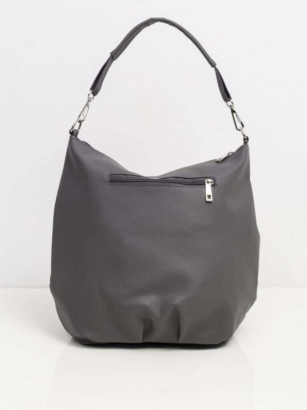 Silver/grey handbag made of glossy eco-leather