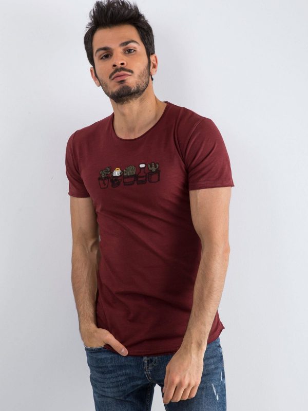 Brown T-shirt for men Embroider