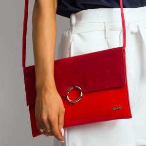 Red lacquered clutch bag