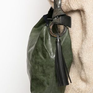 Dark green eco-leather city bag