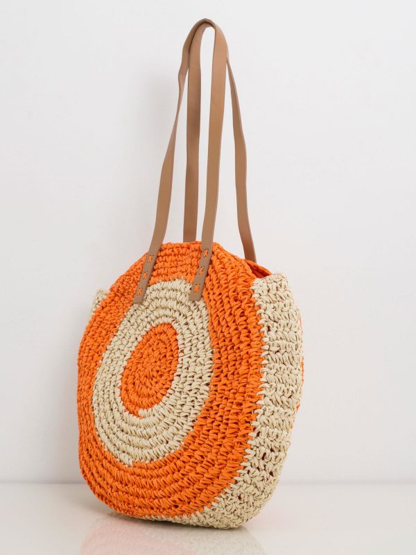 Orange-beige braided bag