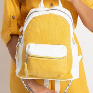 White and yellow backpack