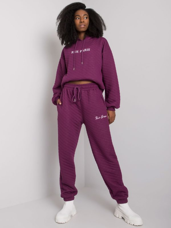 Purple sweatpants with quilting Naomi RUE PARIS