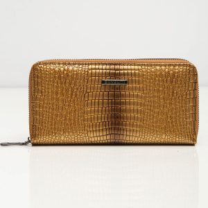 Gold Zipper Leather Wallet