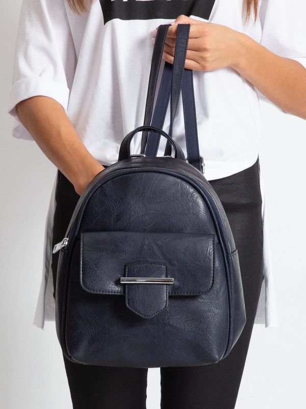 Navy blue backpack with flip