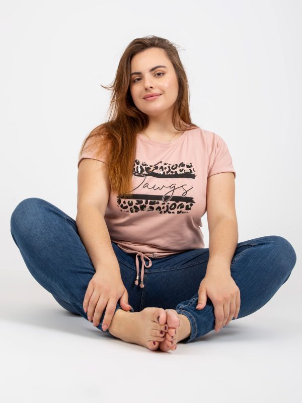 Dirty pink plus size t-shirt with applique and print