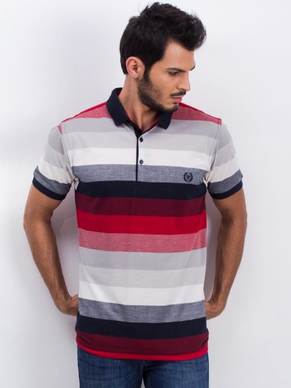 Grey-burgundy men's polo shirt Together