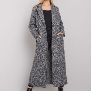 Black and white women's coat with belt Merve OCH BELLA